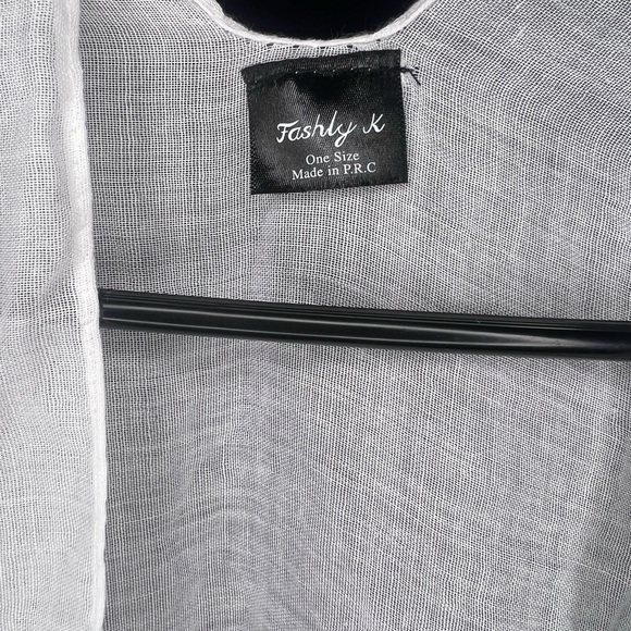 White Floral Embroidered Kimono Pool Cover Up - Picture 3 of 3